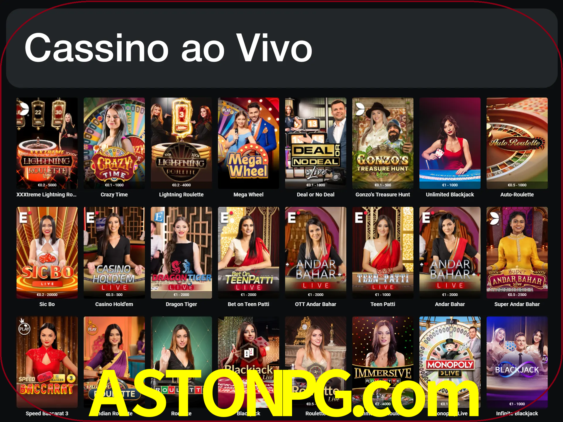 Jogue jogos de cassino com um verdadeiro dealer.