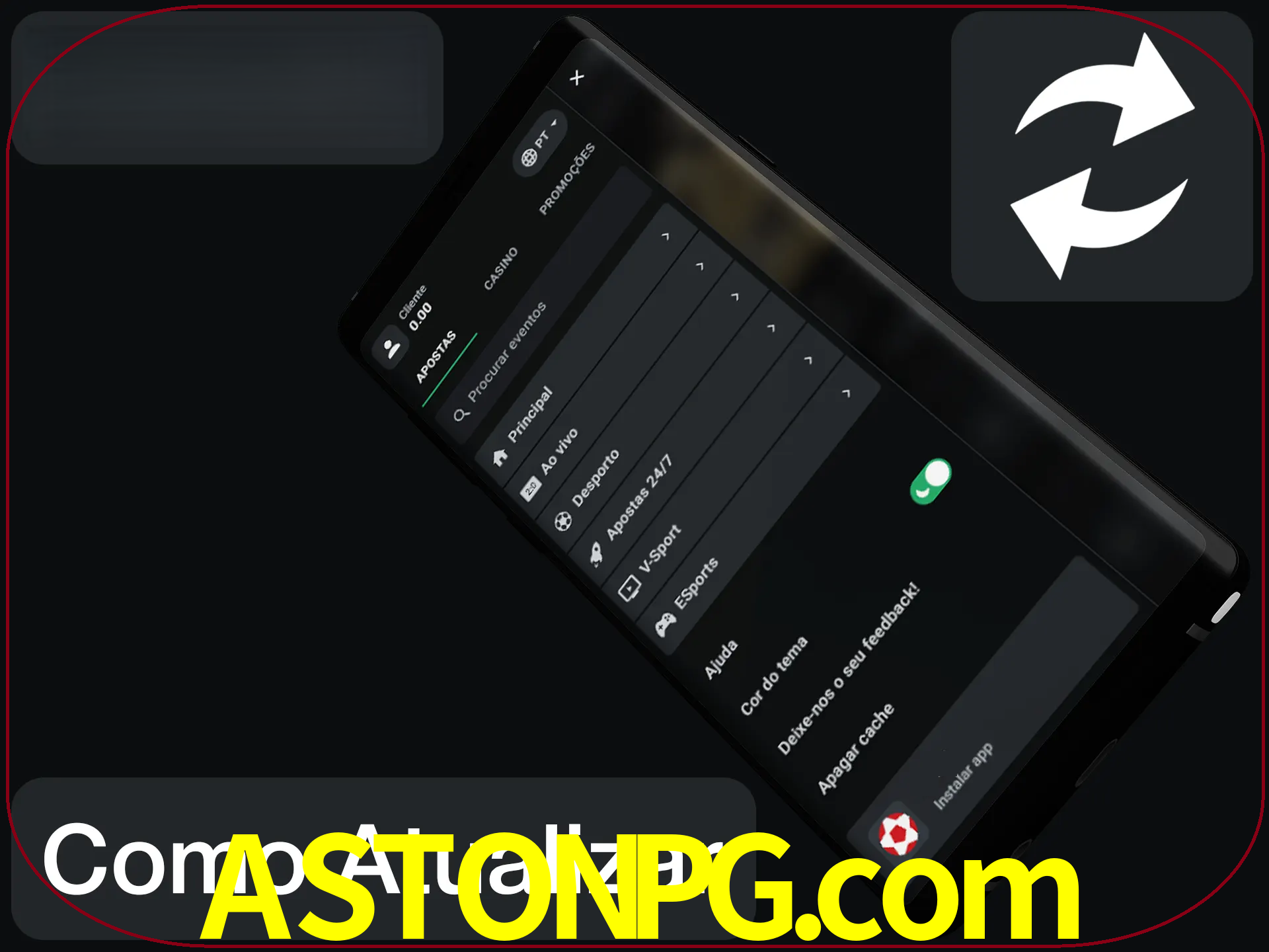 O aplicativo é atualizado automaticamente quando você faz o login.