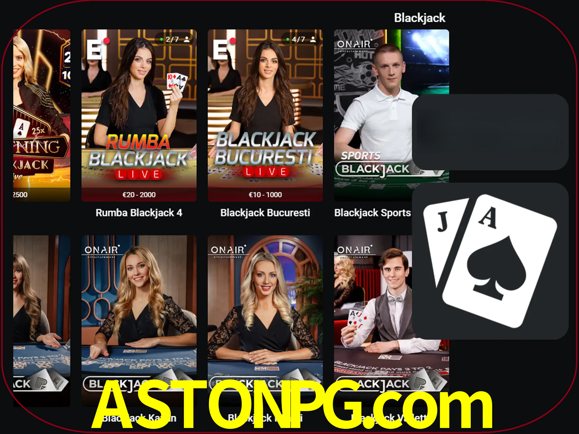 Escolha uma mesa completa de jogadores de blackjack.